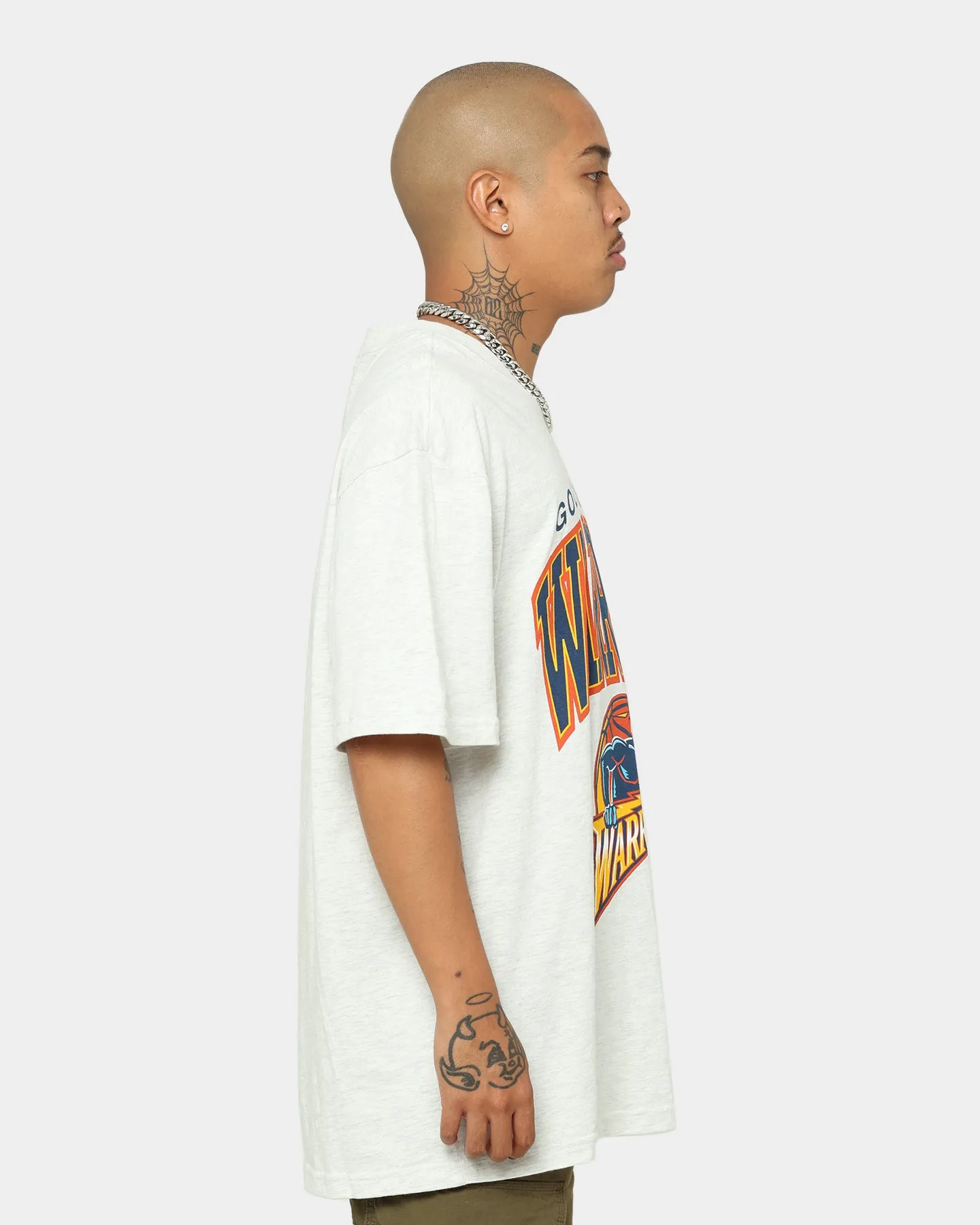 Mitchell & Ness Golden State Warriors XL Arch Vintage T-Shirt White Marle