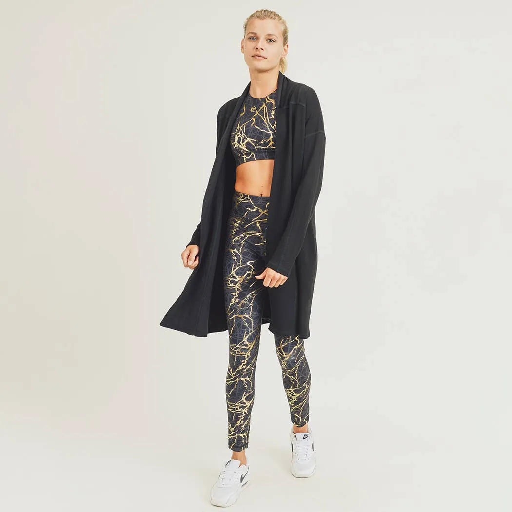Mono B Longline Open Cardigan with Split Back & Yoke