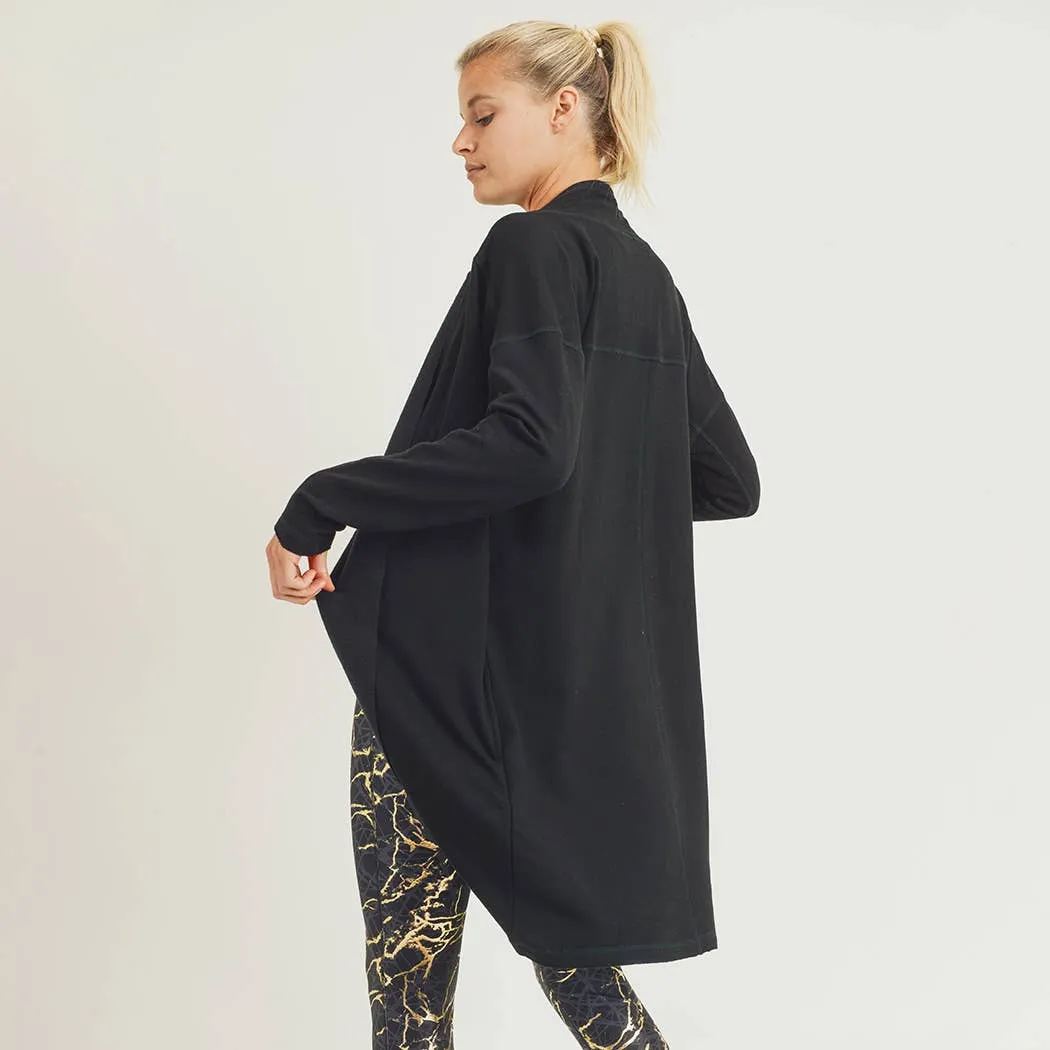 Mono B Longline Open Cardigan with Split Back & Yoke