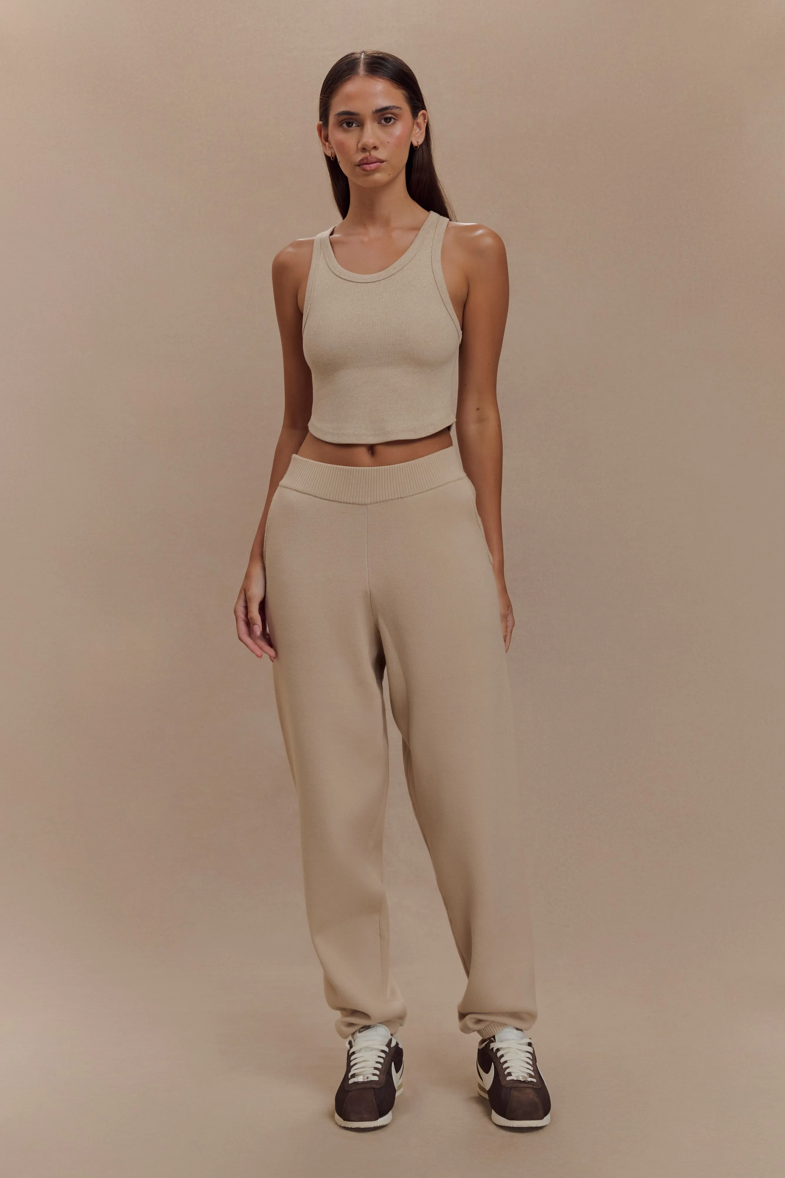 Morgana Ribbed Tank Top - Neutral Marle