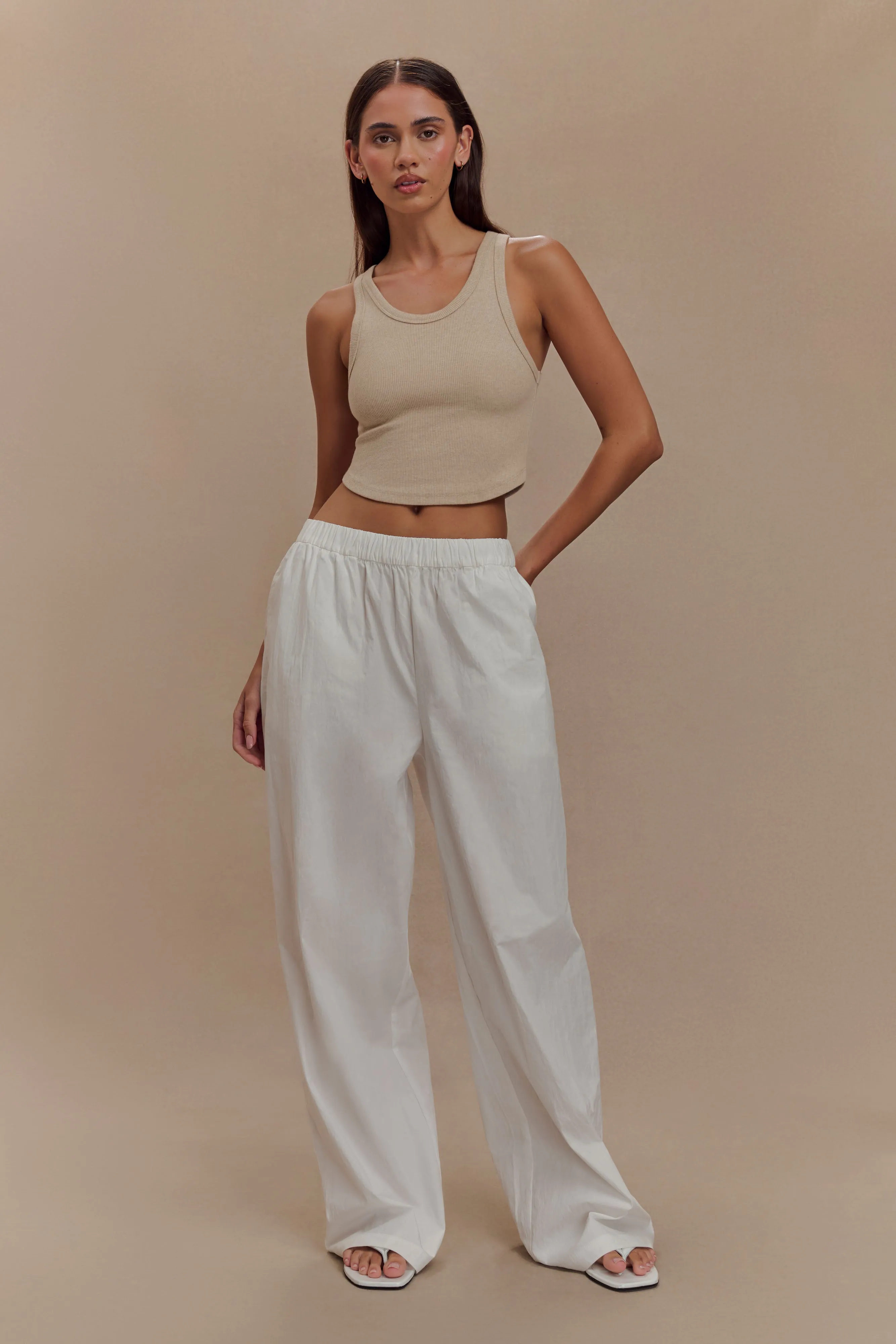 Morgana Ribbed Tank Top - Neutral Marle