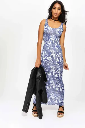 Multi Scoopback Printed Maxi Dress