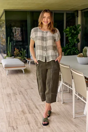 Naturals by O & J Cropped Linen Pant - Licorice (GA476)