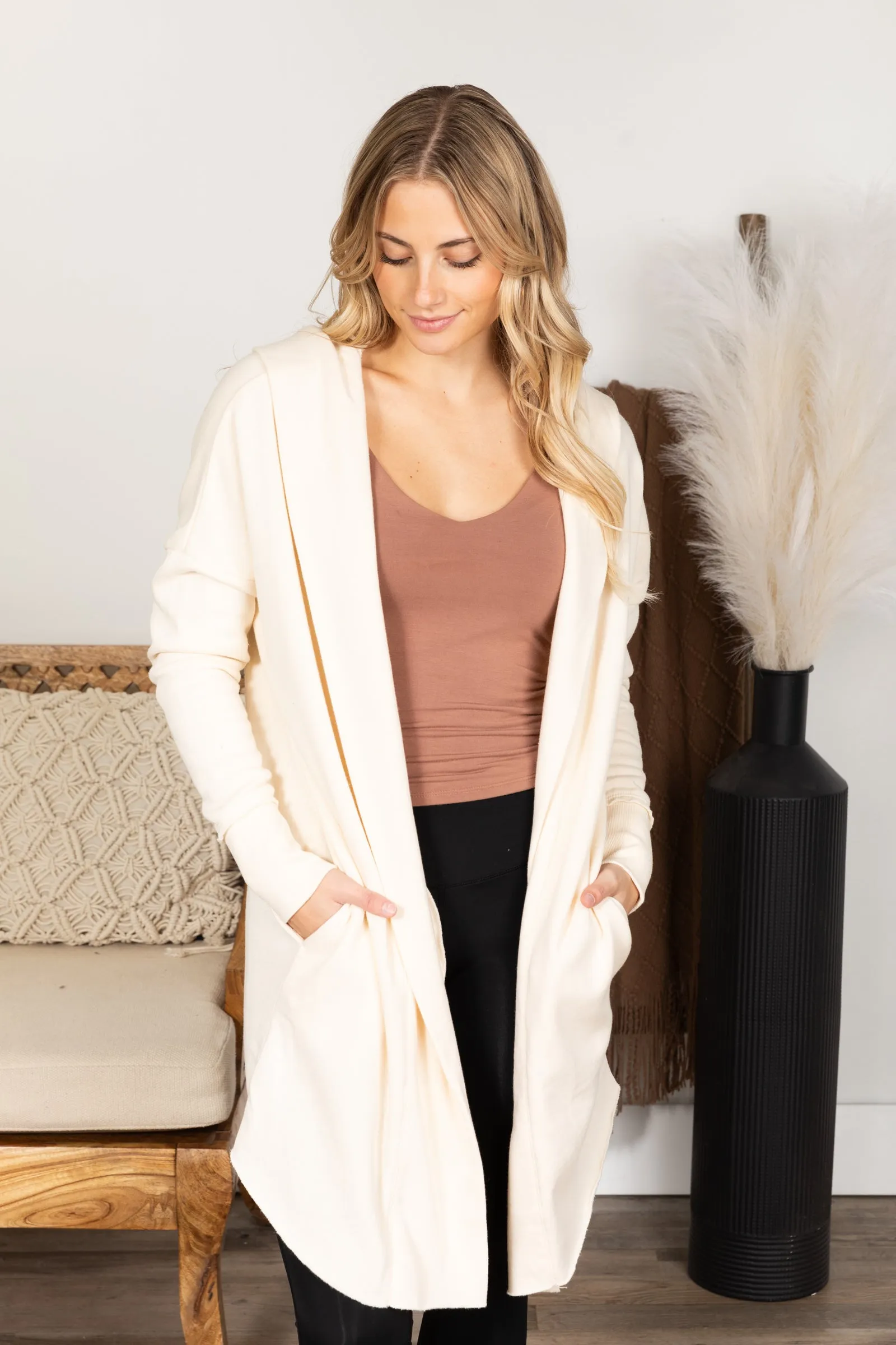 Open Front Longline Hoodie Cardigan