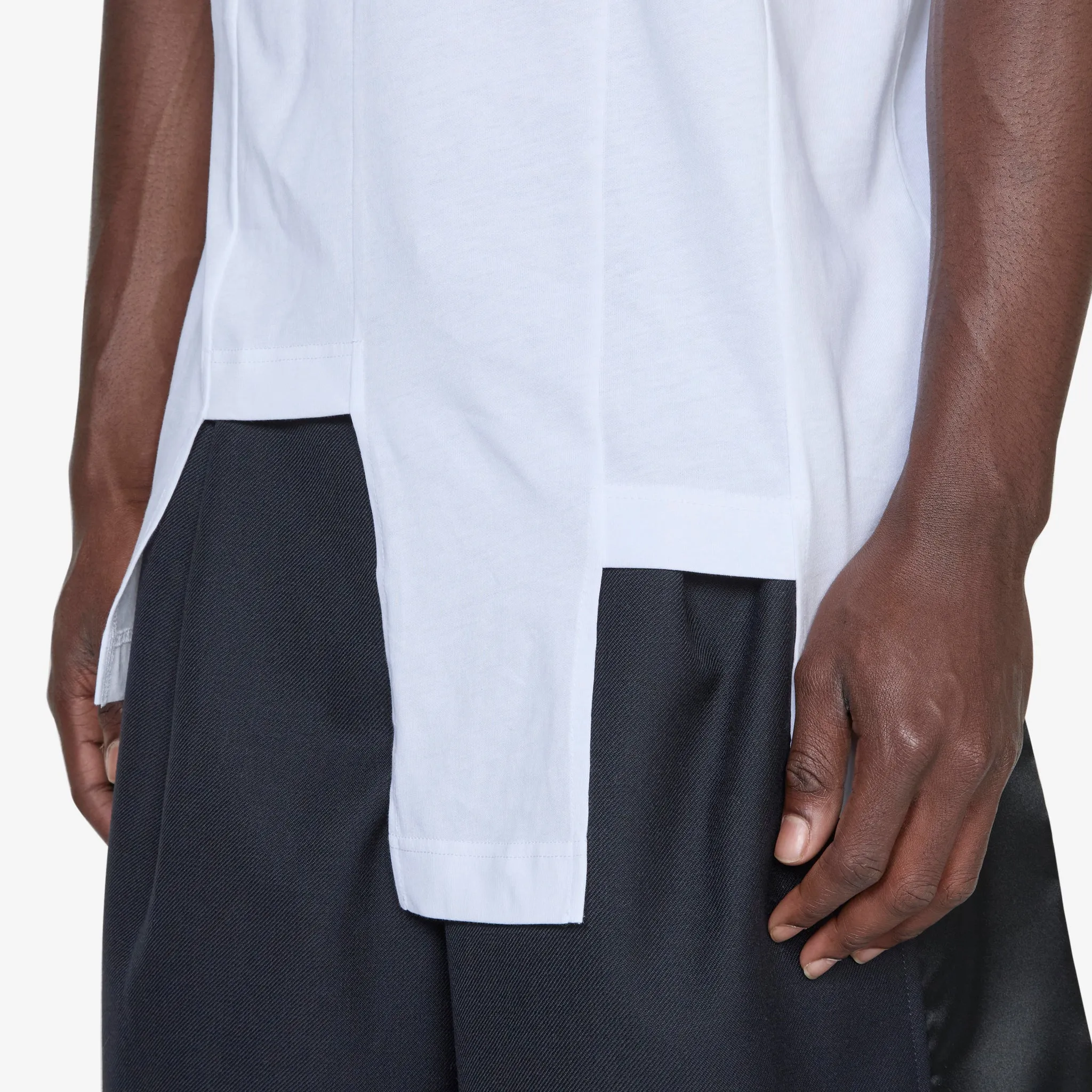 Oversized Asymmetric Hem T-Shirt White