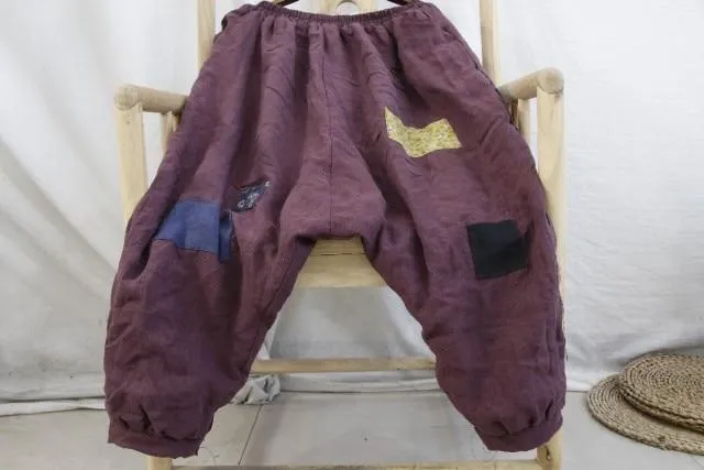 Oversized Patchwork Linen Pants | Hippie