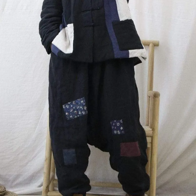 Oversized Patchwork Linen Pants | Hippie