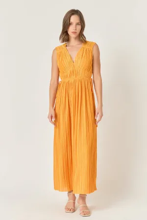 Pleated Straps Detail Midi Dress