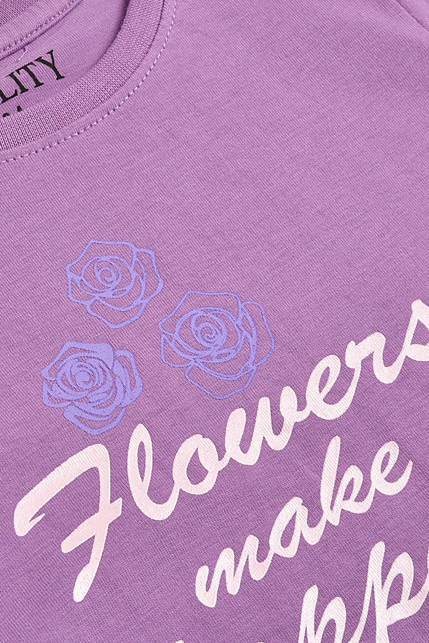 Purple Petal Happiness Long Sleeve Tee