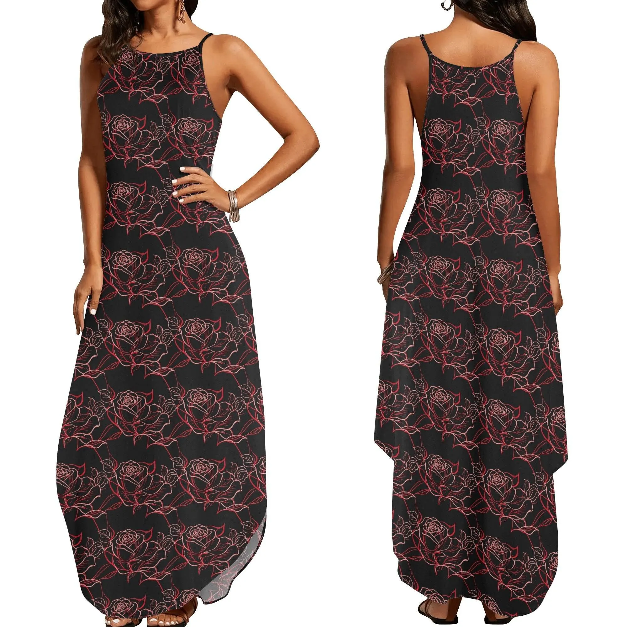 Red Light Rose Womens Elegant Sleeveless Evening Dress