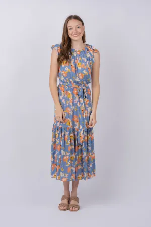 Shoshanna Peony Dress in Slate Blue Multi