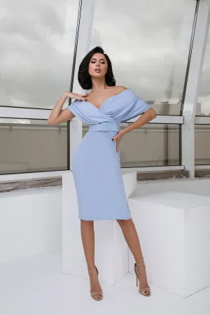 Sky-Blue Off-the-shoulder Mini Dress