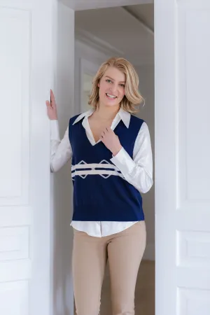 Tank in navy & soft white