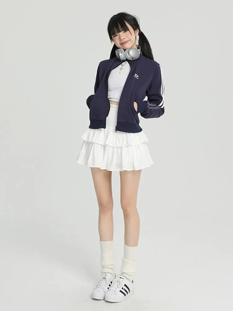Tier Pleated Layered Tennis Skirt with High Waistband