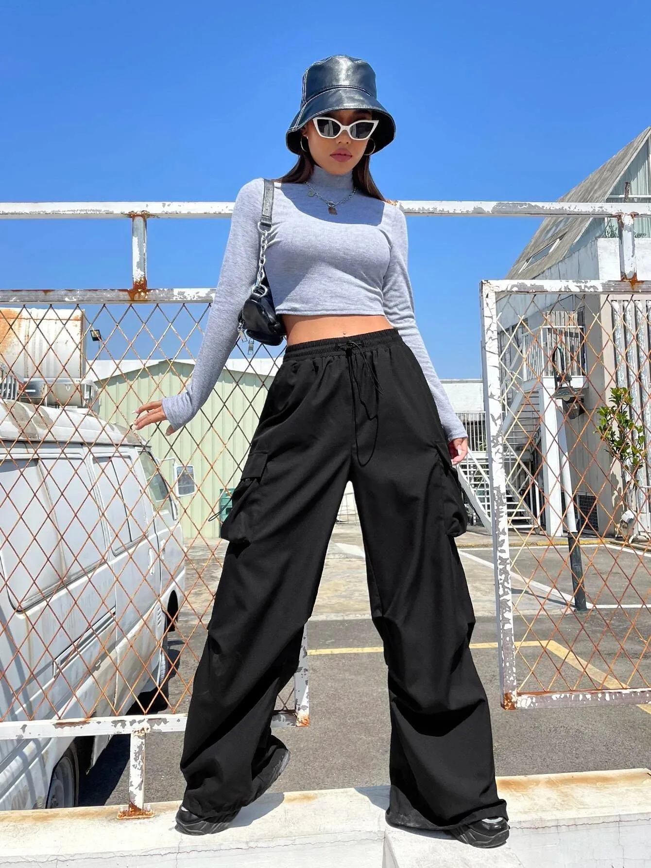 Versatile Flap Pocket Drawstring Cargo Pants