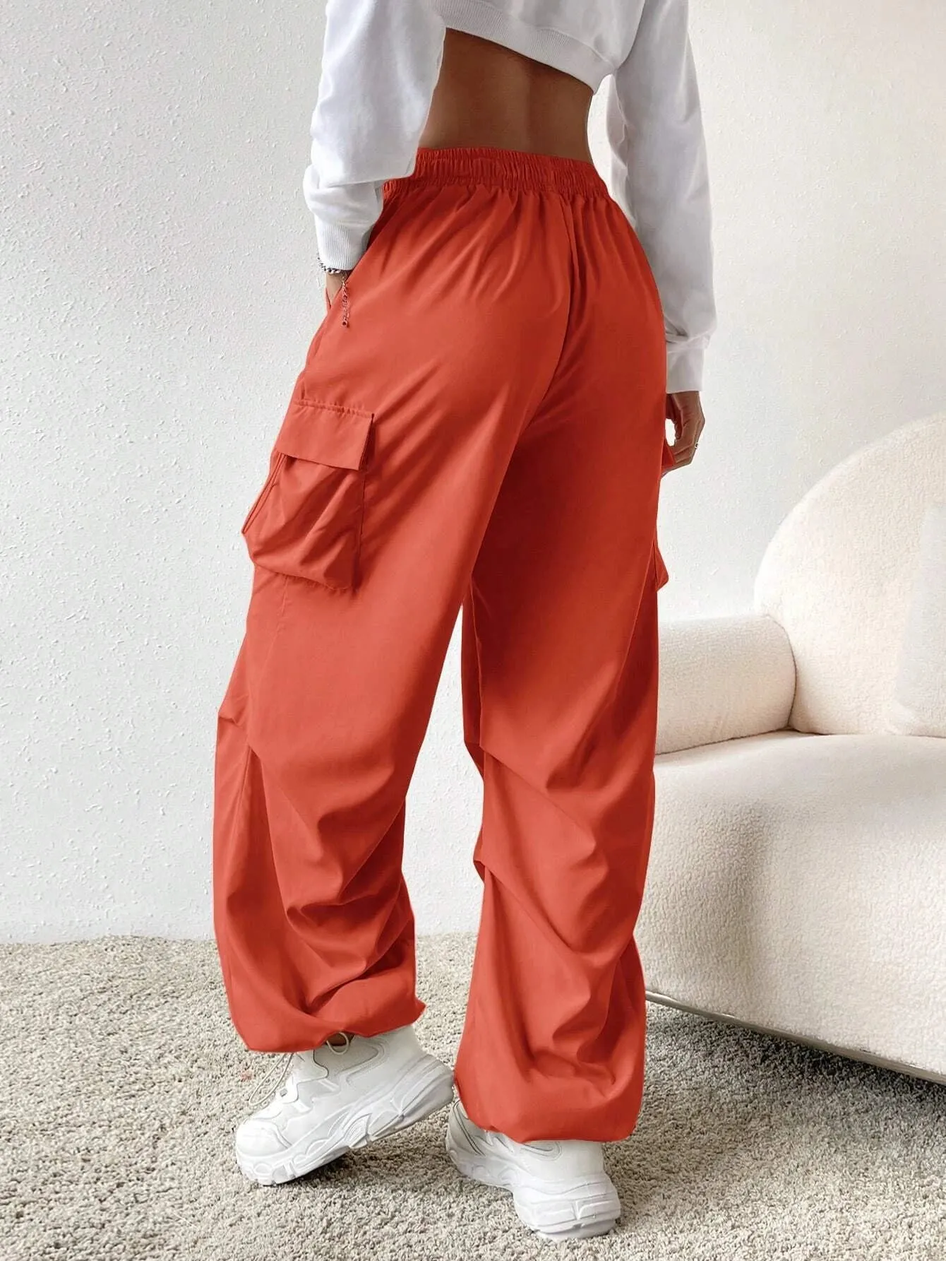 Versatile Flap Pocket Drawstring Cargo Pants