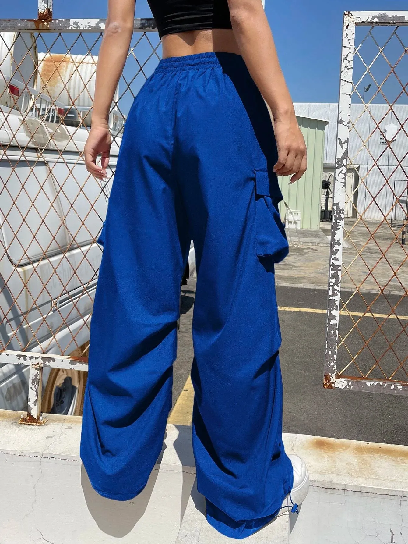Versatile Flap Pocket Drawstring Cargo Pants