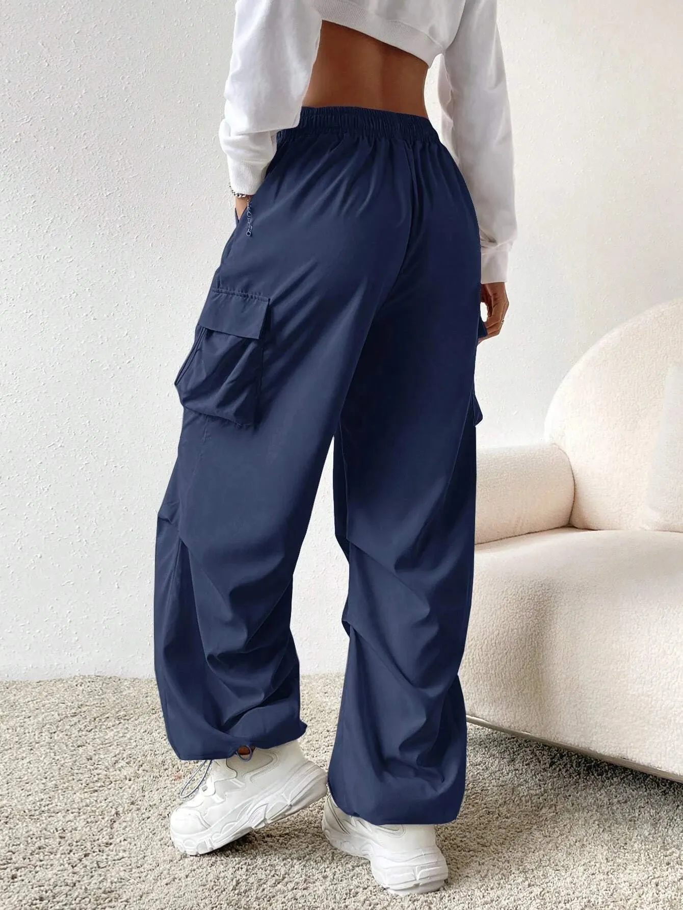 Versatile Flap Pocket Drawstring Cargo Pants