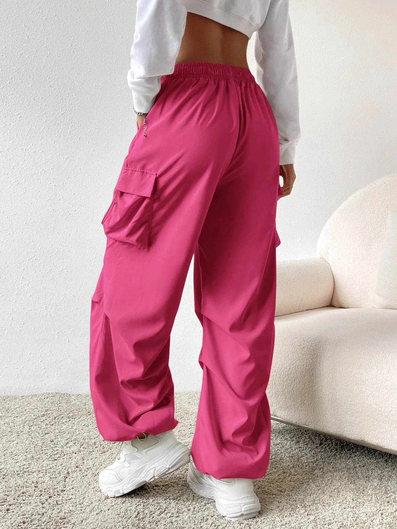 Versatile Flap Pocket Drawstring Cargo Pants