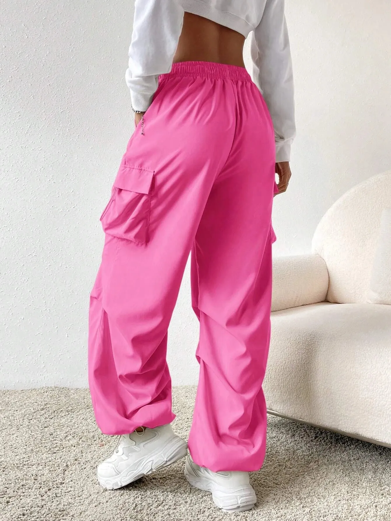Versatile Flap Pocket Drawstring Cargo Pants