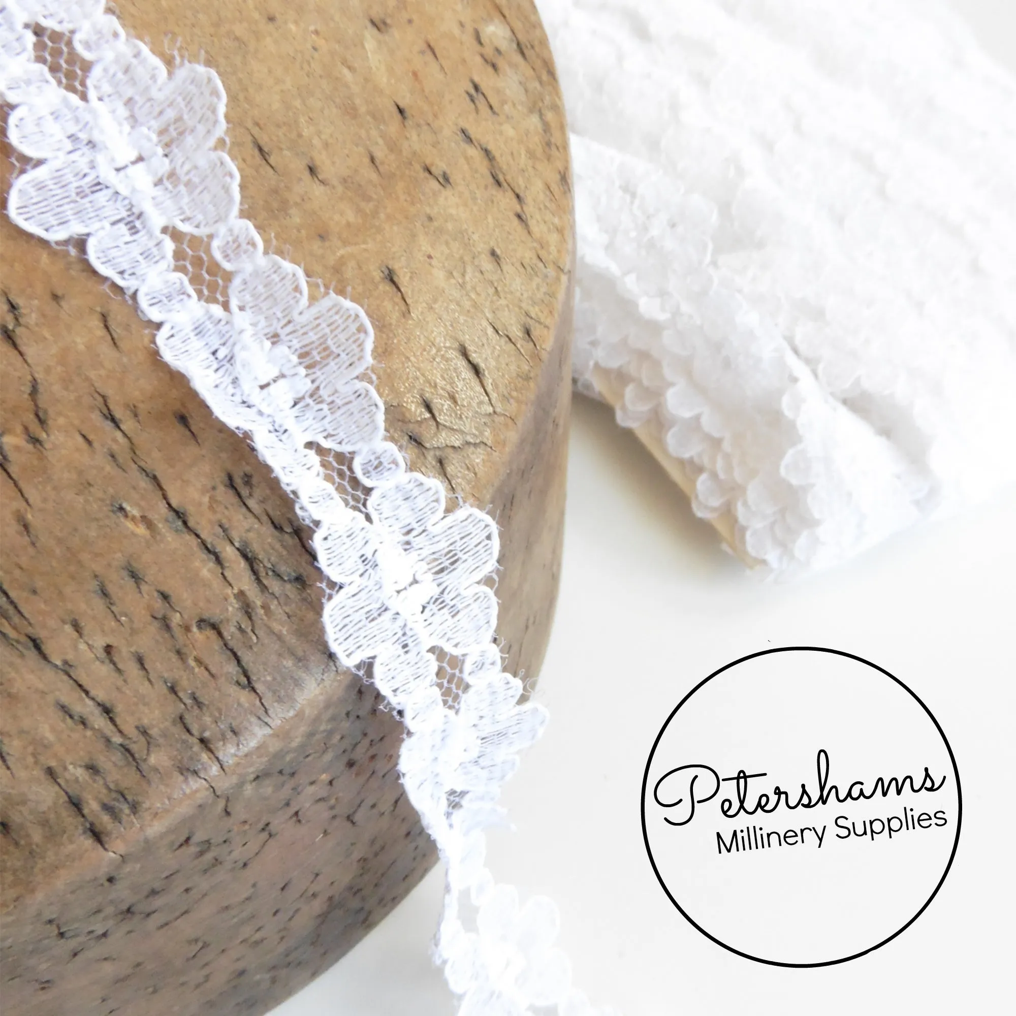 Vintage White 1970s Floral Lace Sheer Ribbon - 1m