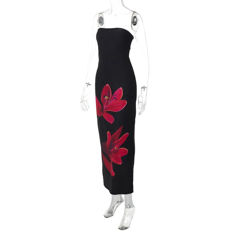 Vvsha Kahli Strapless Floral Maxi Dress