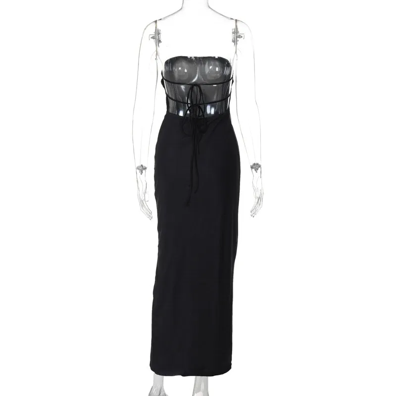 Vvsha Kahli Strapless Floral Maxi Dress