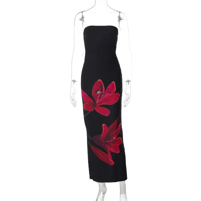 Vvsha Kahli Strapless Floral Maxi Dress