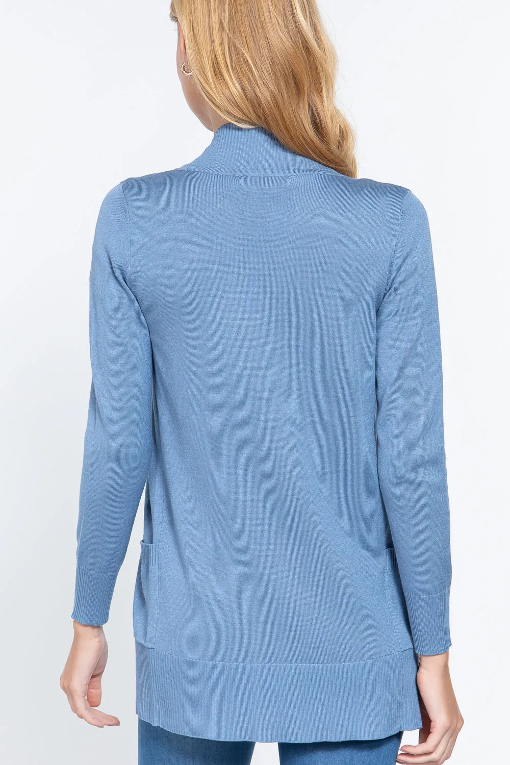 Women's Basic Longline Long Sleeve Open Front Sweater Cardigan Jacket