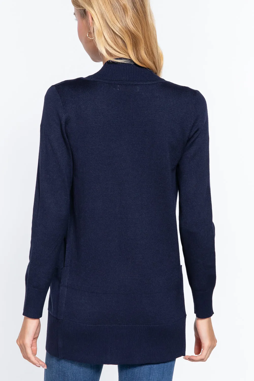 Women's Basic Longline Long Sleeve Open Front Sweater Cardigan Jacket
