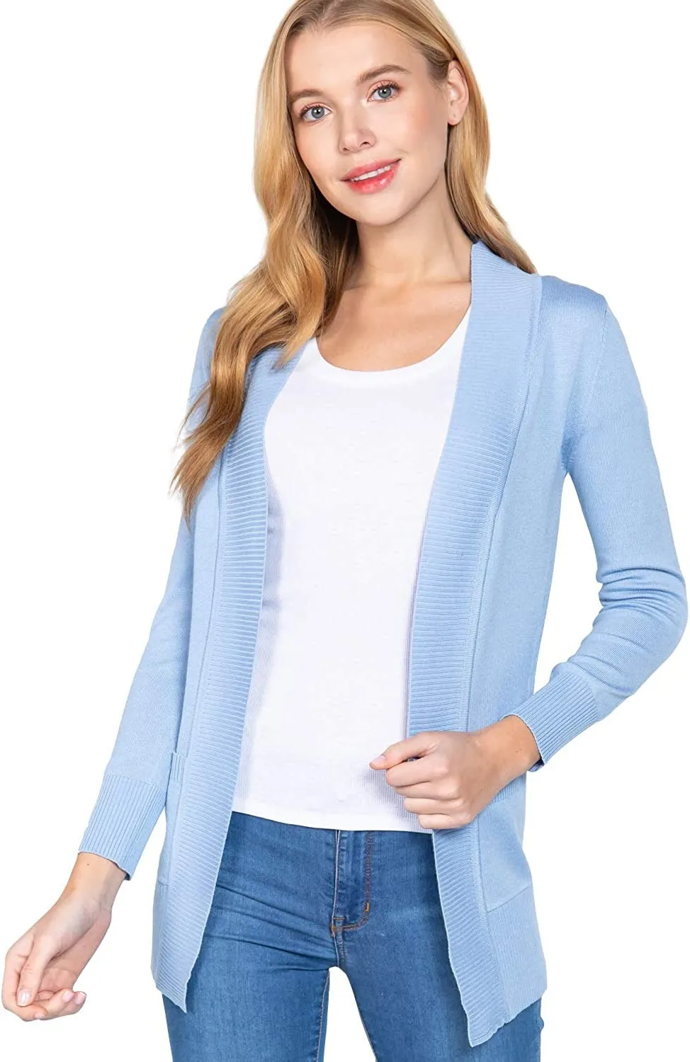 Women's Basic Longline Long Sleeve Open Front Sweater Cardigan Jacket