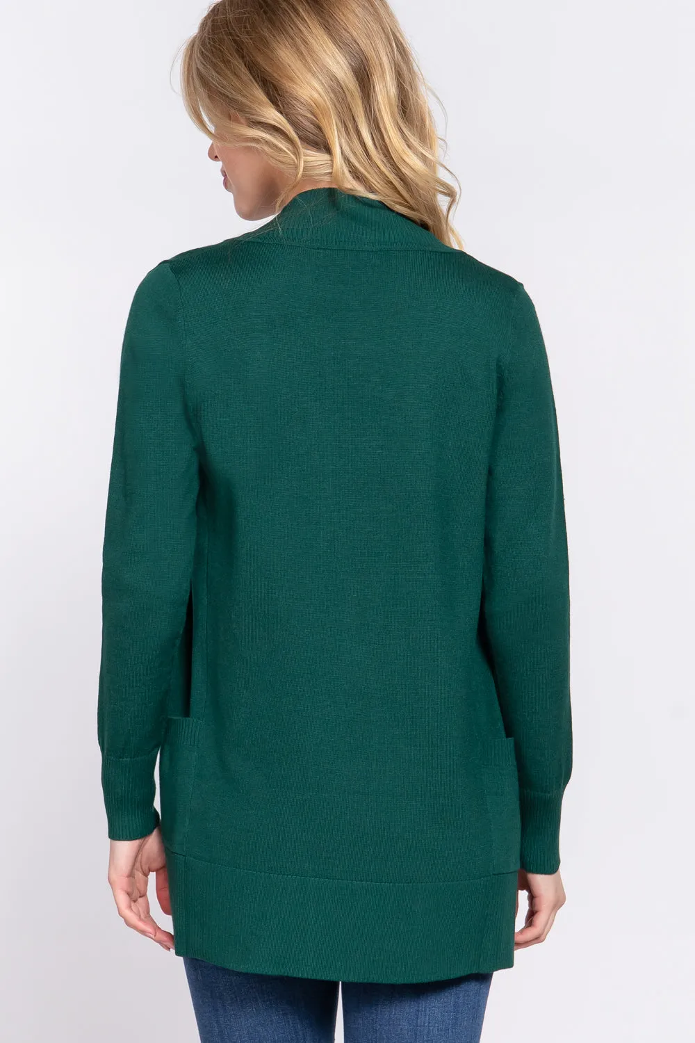Women's Basic Longline Long Sleeve Open Front Sweater Cardigan Jacket