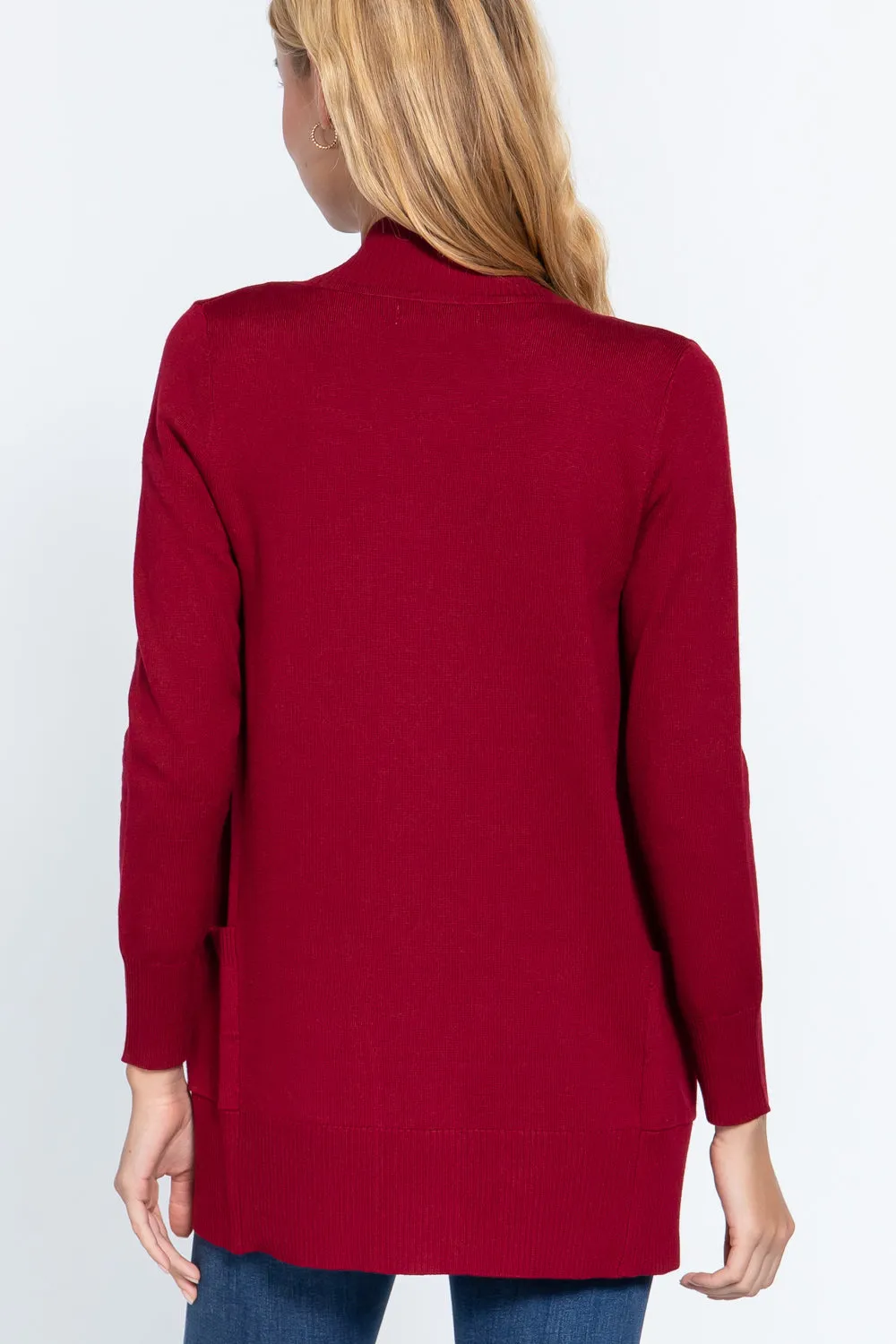 Women's Basic Longline Long Sleeve Open Front Sweater Cardigan Jacket